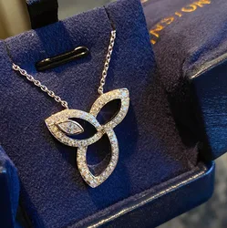 Korea Cute Fashion New Triangle Geometry AAA Cubic Zirconia Necklace Female Wedding Party Holiday Gift Temperament Jewelry