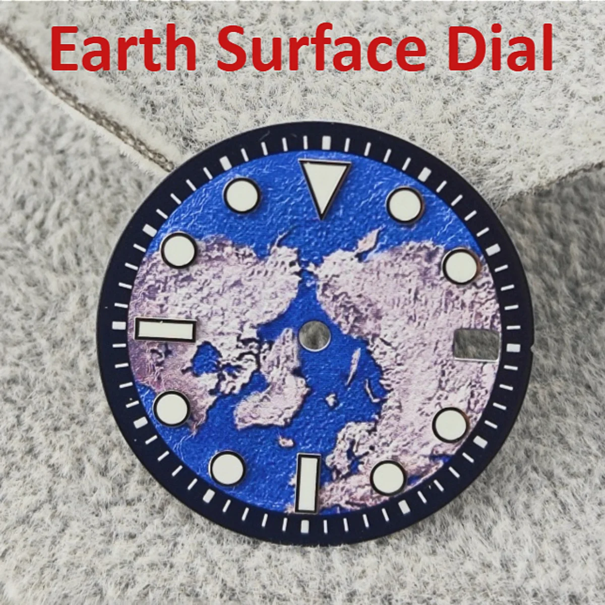 

Earth Surface Dial 28.5mm for NH35 DIY Watch Dial with Green Luminous Calendar Window Watch Faces for NH35 Movement Watch Parts