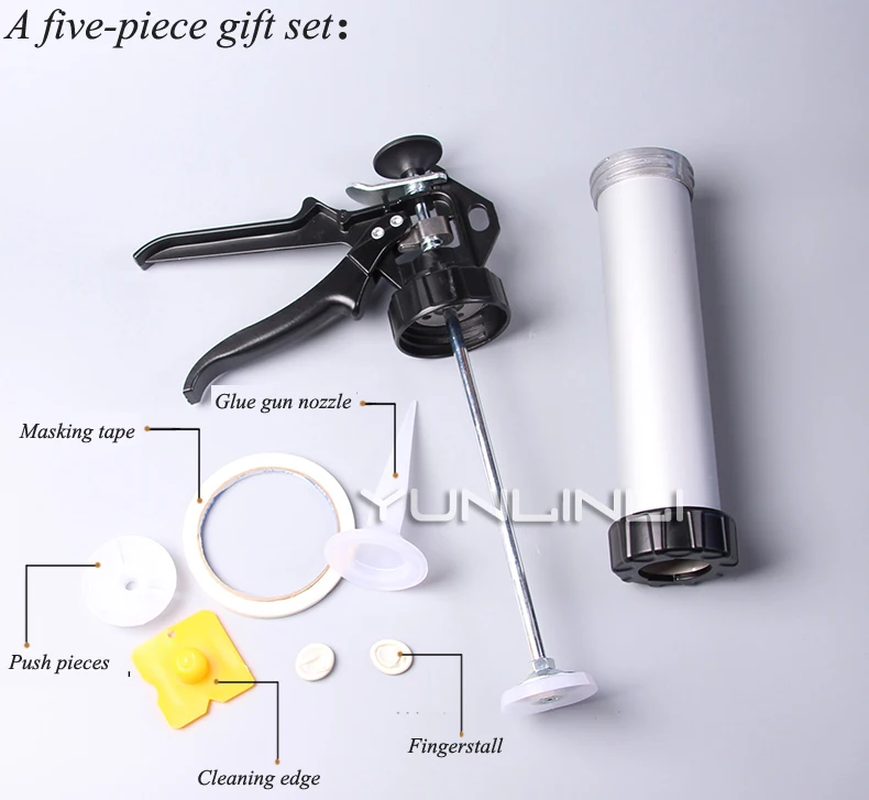 600ml aluminiowa obudowa pistolet do uszczelniania trwała kiełbasa pistolet silikonowy pistolet do klejenia szkła pistolety do klejenia uszczelniacz samoprzylepny narzędzie do uszczelniania C2051202
