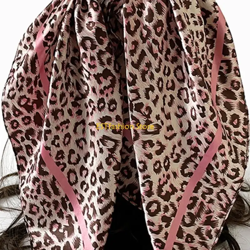 Y5GC Classical Animal Pattern Head Scarf Decorative HeadWrap For Ladies Adult Square Satined Shoulder Covering for Daily Outfit