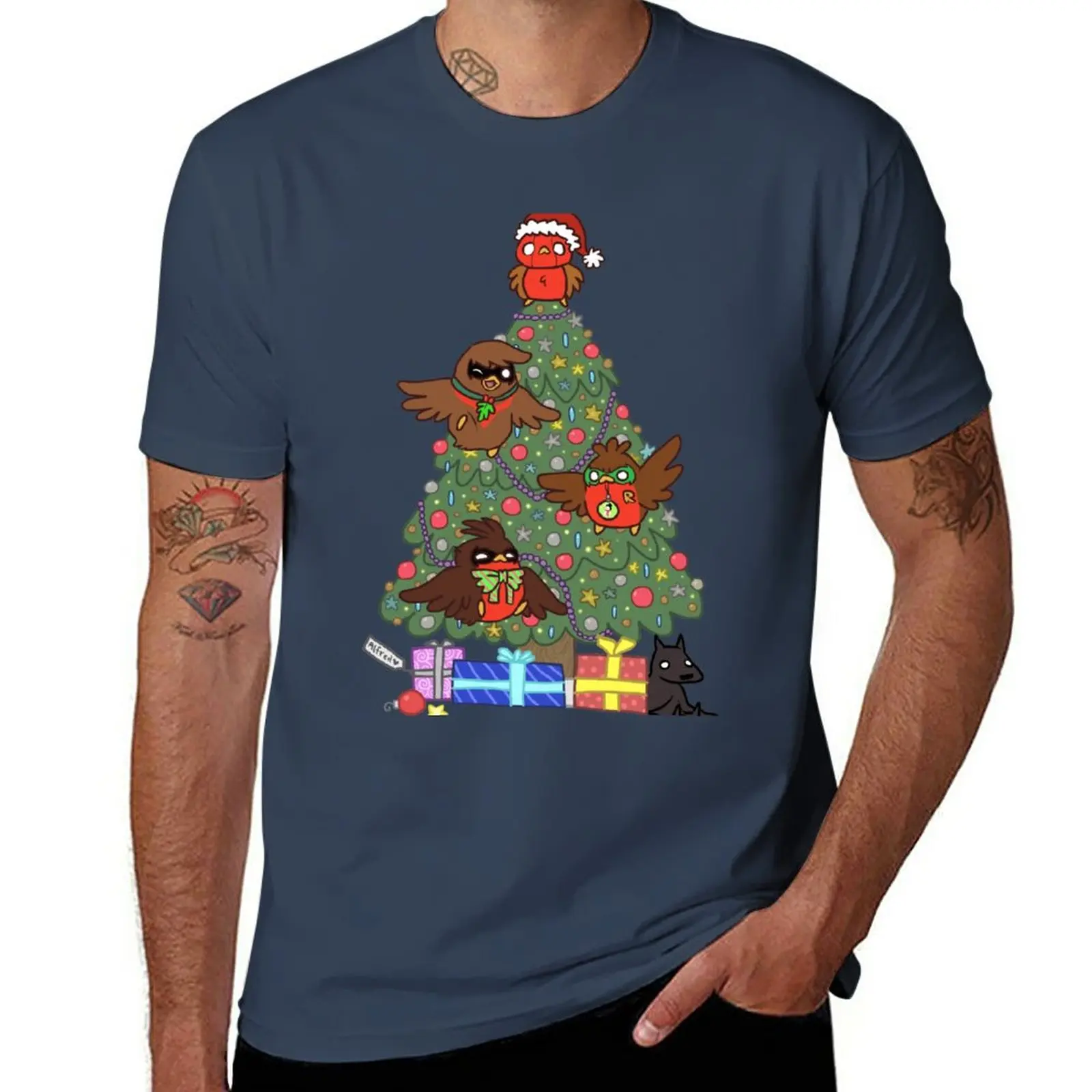 New Robins around the Christmas tree T-Shirt graphic t shirts hippie clothes sports fan t-shirts t-shirts man t shirts men