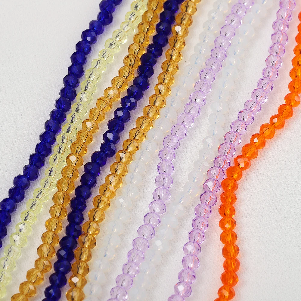 3mm Colorful Transparent Beaded Chian Glass Loose Beads Crystal Stopper Spacer Bead For DIY Jewelry Finding Necklace Supplies