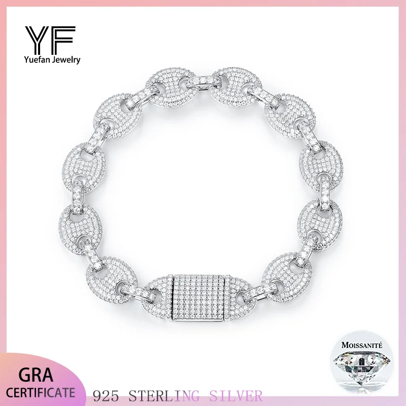 

S925 Silver Moissanite Cuban Link Bracelet 6~7.5inch HipHop Style Jewelry Personalized customization Valentine's Day Gift