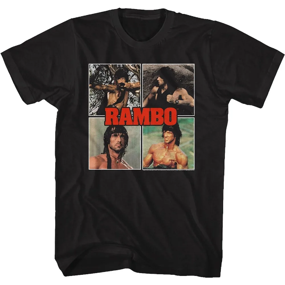 1982 First Blood Rambo Stallone Retro classic movie co-branded  T-shirt Male and female hip hop street music motorcycle style