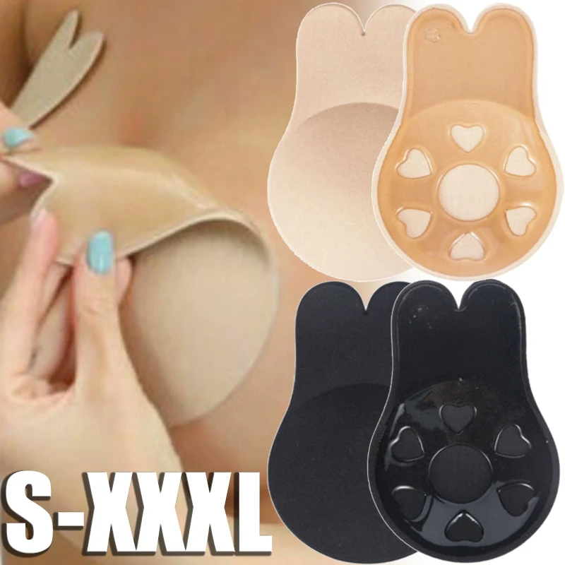 Women Push Up Bras Silicone bio paste Adhesive Bra Strapless Bra Nipple Cover Reusable Sticky Breast Lift Pads Rabbit Covers