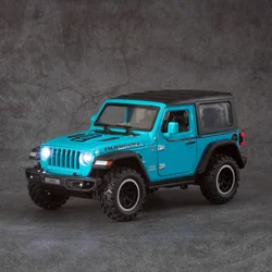 1:32 Jeep Wrangler Rubicon 1941 Off-Road Diecast Metal Alloy Model car Pull Back Sound Light Car Children Gift Collection A417