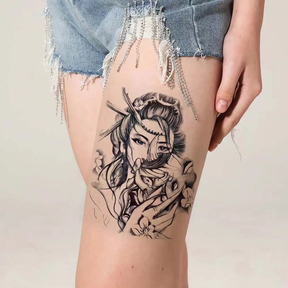 Waterproof Temporary Tattoos Japanese Prajna Resentment Geisha Tattoo Sticker Beauty Body Art Arm Leg Fake Tatoo Women Men