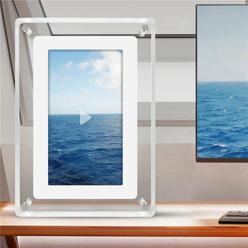 

A41T Digital Photo Frame Acrylic Digital Photo Frame 7 Inch 1500Mah IPS Screen 4Gb Memory Desktop Video Player