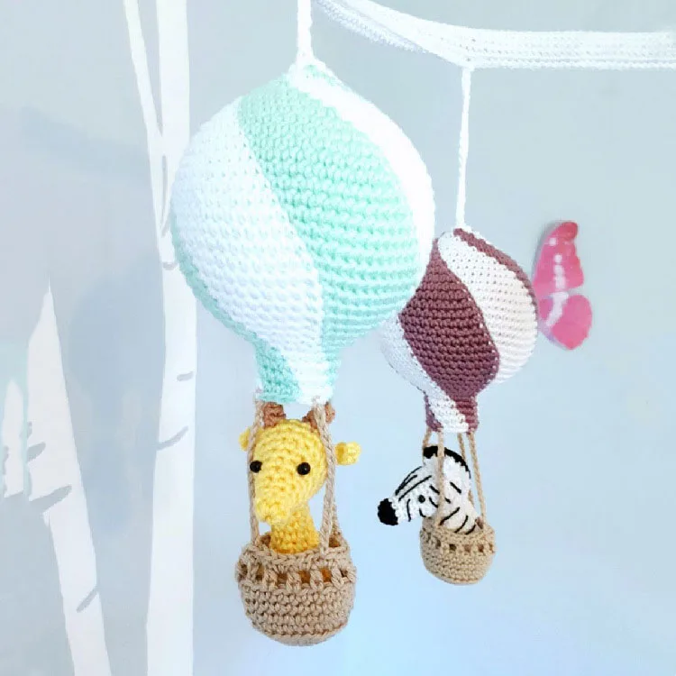 Nordic simples mão-tecido bonito animal balão de ar quente bebê berço frente chocalho/janela vento sinos/porta perfil pendurado ornamentos