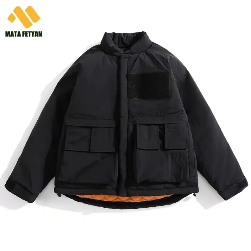 Winter Japanese Military Style Retro Cargo Flight Jacket Men's Fashion Windproof  Cotton-padded Baseball Coat