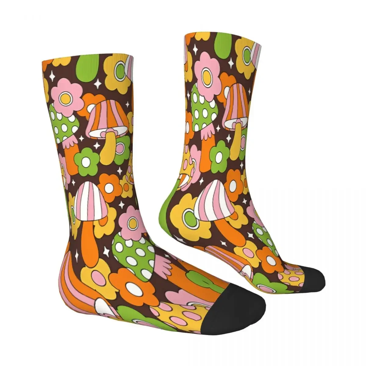 Colorful Neon Pattern Plants Lovers Tropical Floral Mushroom Socks Male Mens Women Autumn Stockings Hip Hop