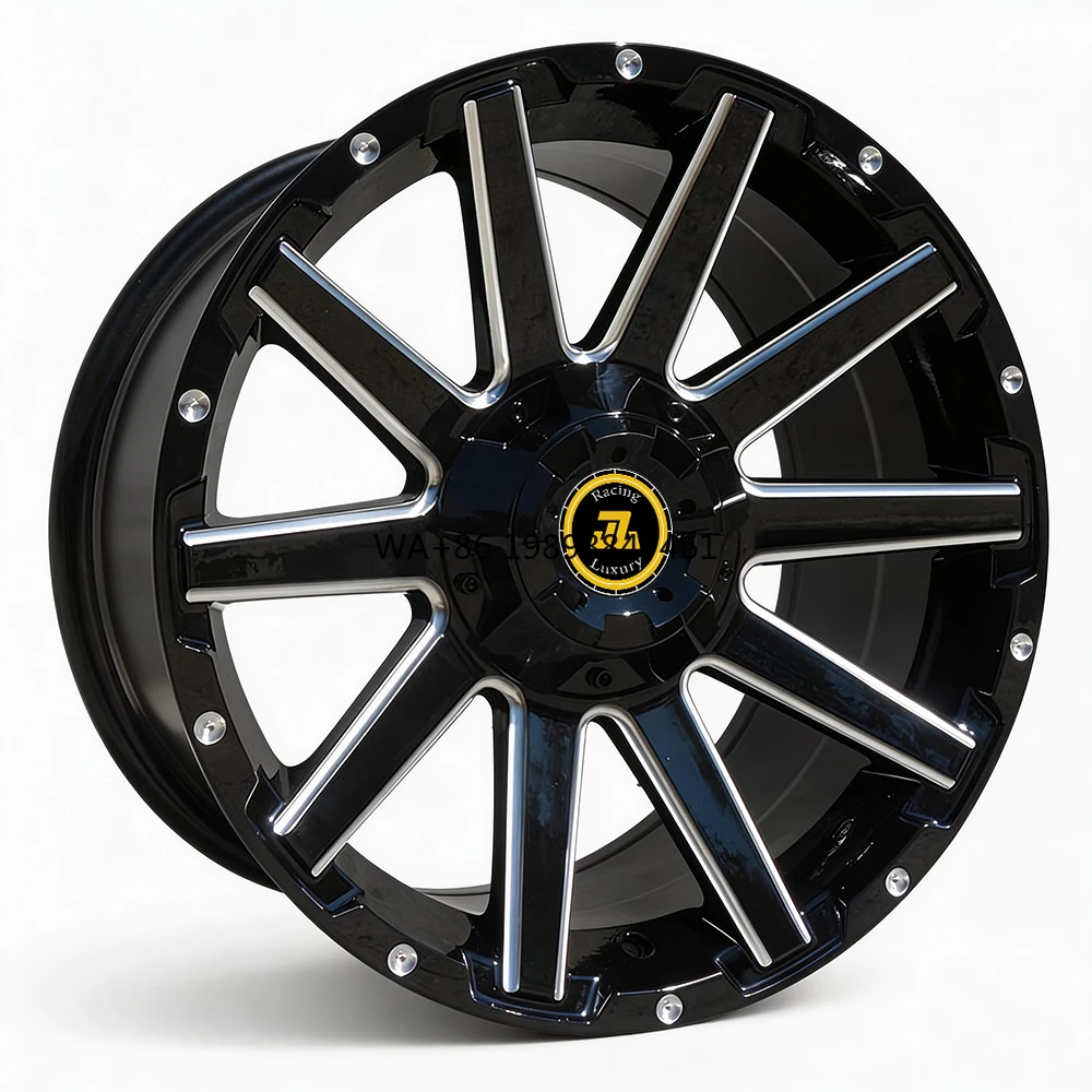 

Литые диски для внедорожников и пикапов, 18*20 дюймов, 6*139.7, 5*114.3, 5*139.7, 5*108, глянцевые черные с фрезерованным ободом