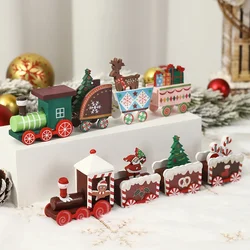 Christmas Train Ornaments, Christmas Party Decoration Wooden Small Train Ornaments for 2024 Home Decor Xmas Navidad Noel Gifts