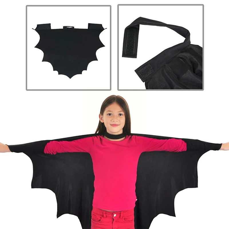 Capa infantil em forma de Bat com conjunto de máscara ocular, macacão Halloween, capa preta de gato, 2 peças