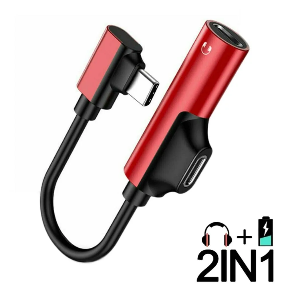 Konwerter gniazda słuchawkowego 2 w 1 typu C na gniazdo słuchawkowe 3,5 mm Konwerter kabla audio do słuchawek Huawei Samsung Kabel ładujący