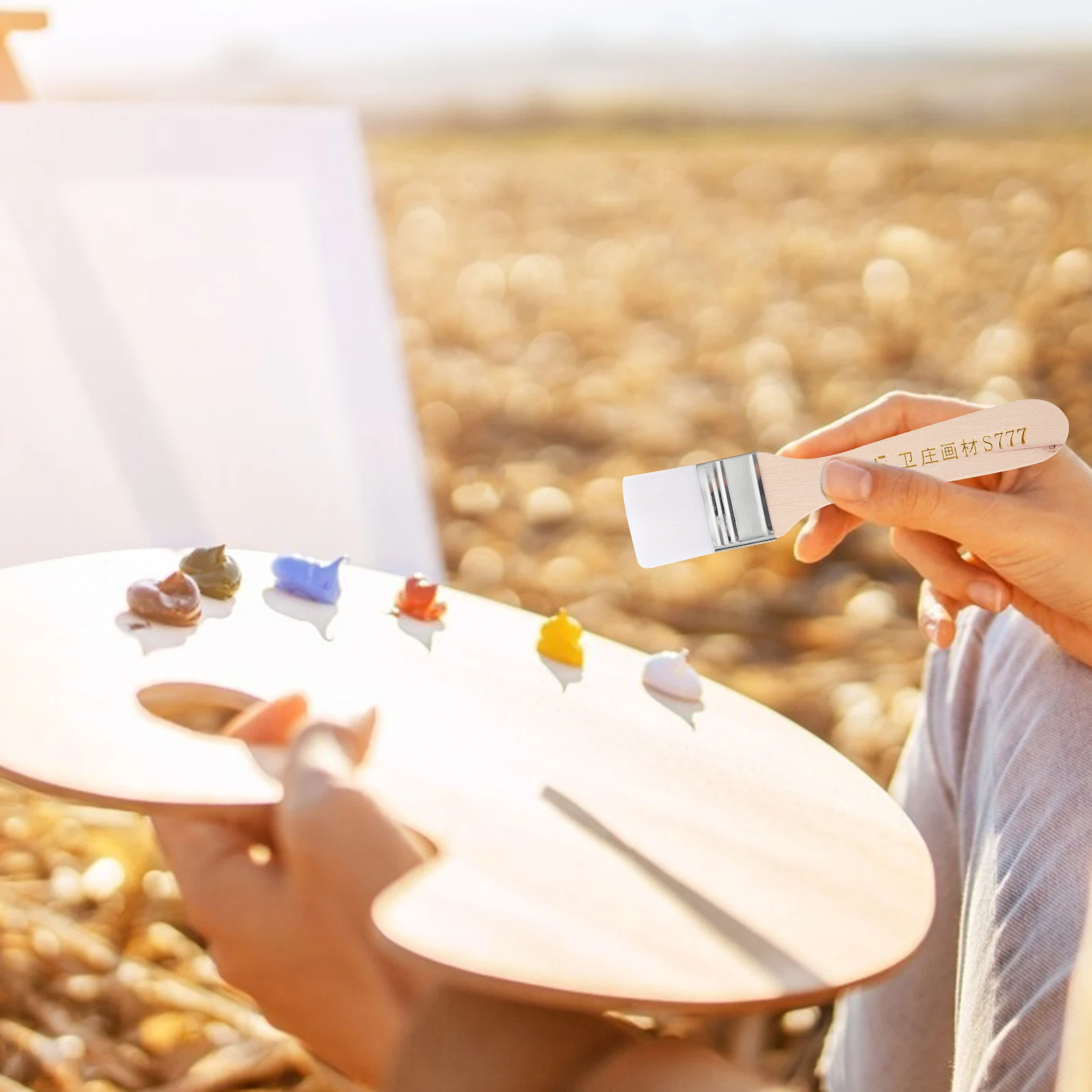 12 قطعة من فرش الرسم الزيتي المصنوعة من النايلون برأس رسم مقبض خشبي متعدد المقاسات بتفاصيل دقيقة أدوات الرسم بالألوان المائية الفنية