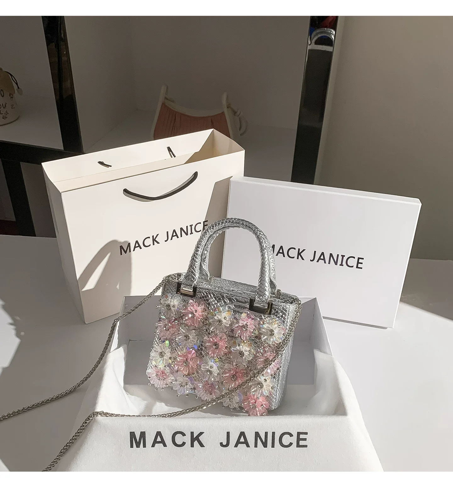 Luxury Transparent Acrylic Floral Evening Bag Fashion Striped Women Handbag Wedding Party Banquet Clutch Purse Crossbody Bag