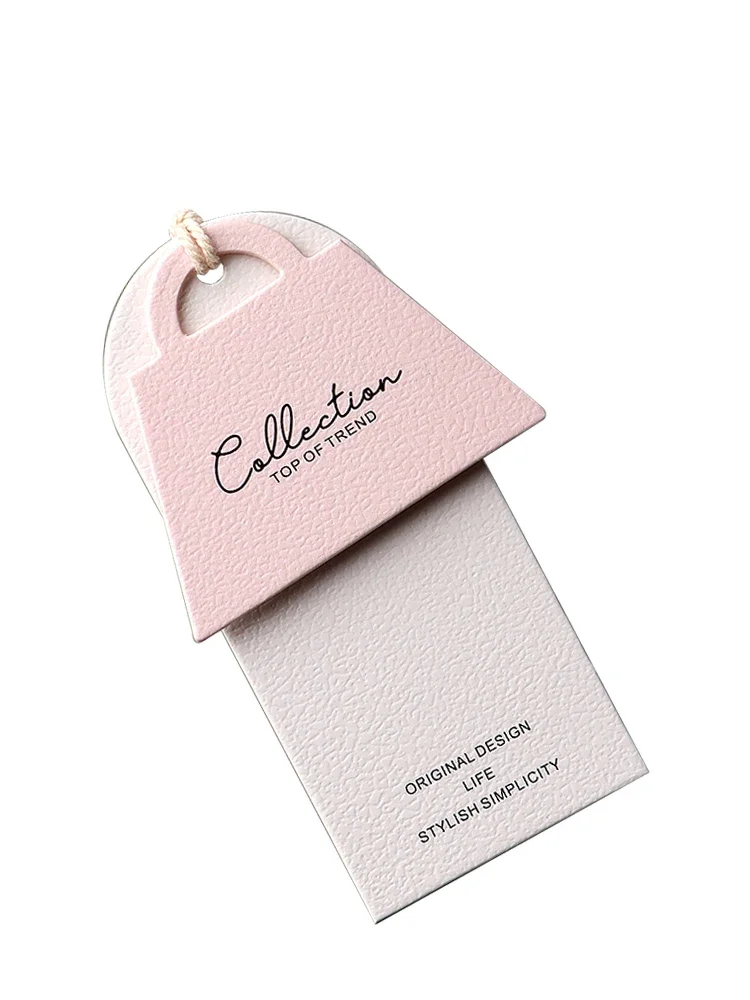 100pcs Pink Tote-shaped Garment Cards Hangtag Custom Clothing Store Hangtags Price Brand Tag High-end Women Clothes Label Custom - view 5
