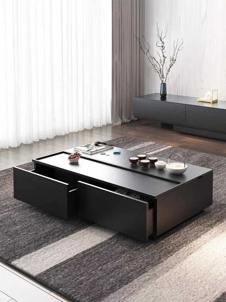 

#Modern minimalist coffee table Nordic black oak grain can be raised and lowered, and the multifunctional creative tea table