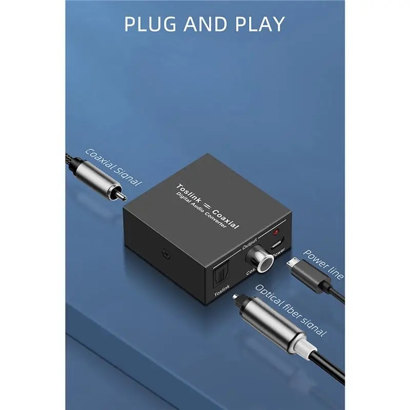 AS95 2X Bi-Directional Digital Audio Converter Coaxial to Toslink Optical SPDIF Adapter