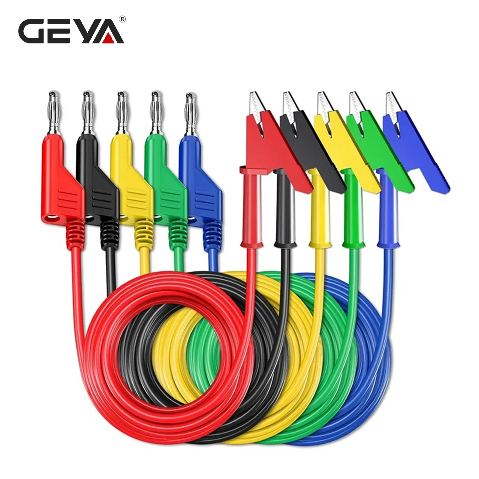

GEYA Stackable Banana Plug Multimeter Test Leads, 1m Cable, 1000V, 15A, 4mm, 5Pcs