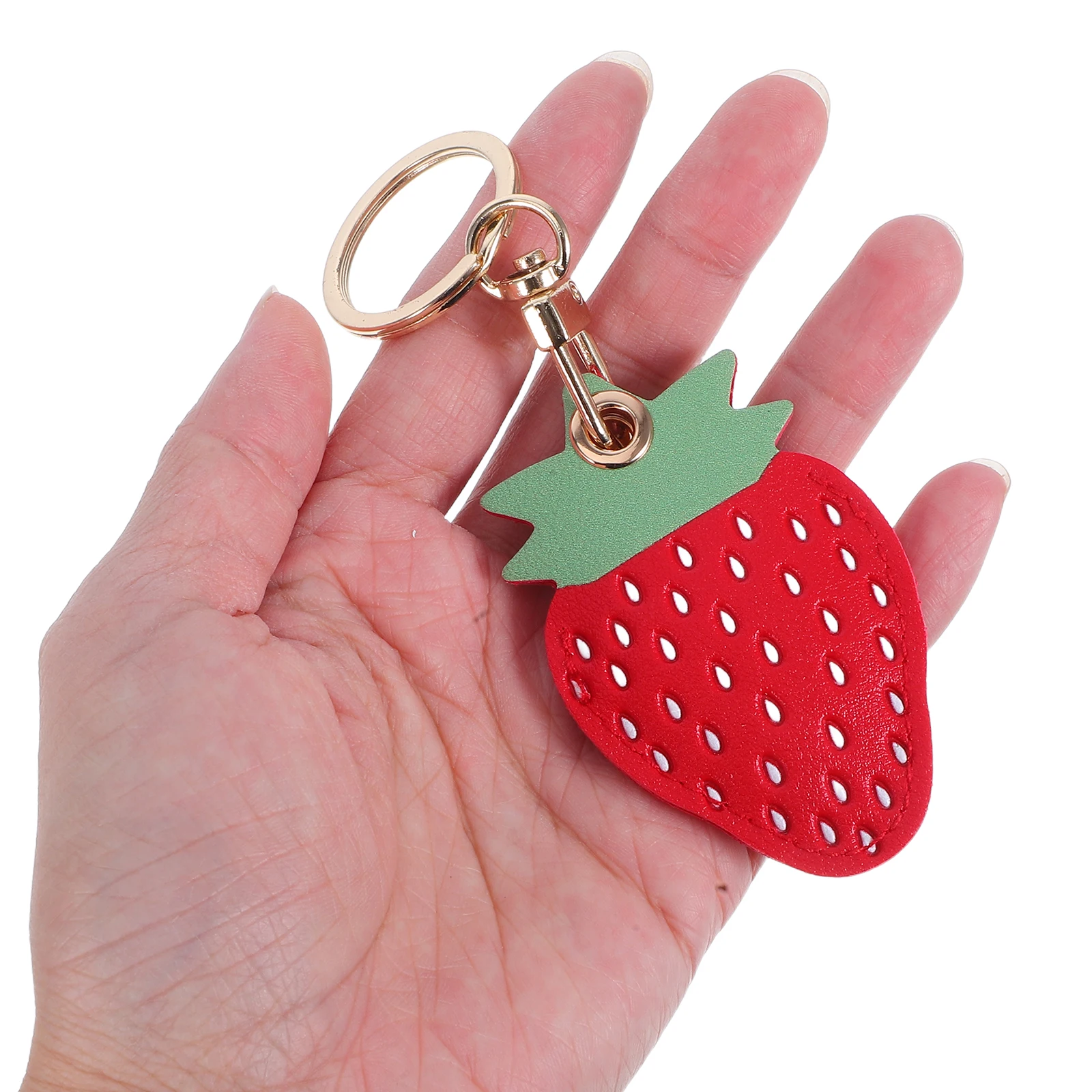 

Strawberry Access Control Card Keychain PU Zinc Alloy Durable Cute Fruit Charm Bag Car Keychains Women Backpack Holders Card