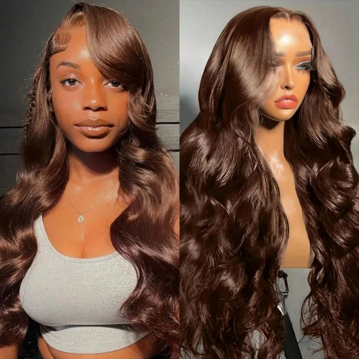 30Inch Chocolate Brown Body Wave Lace Front Human Hair Wigs 250 Density Pre Plucked 13x4 13x6 HD Lace Frontal Wig Brazilian Hair