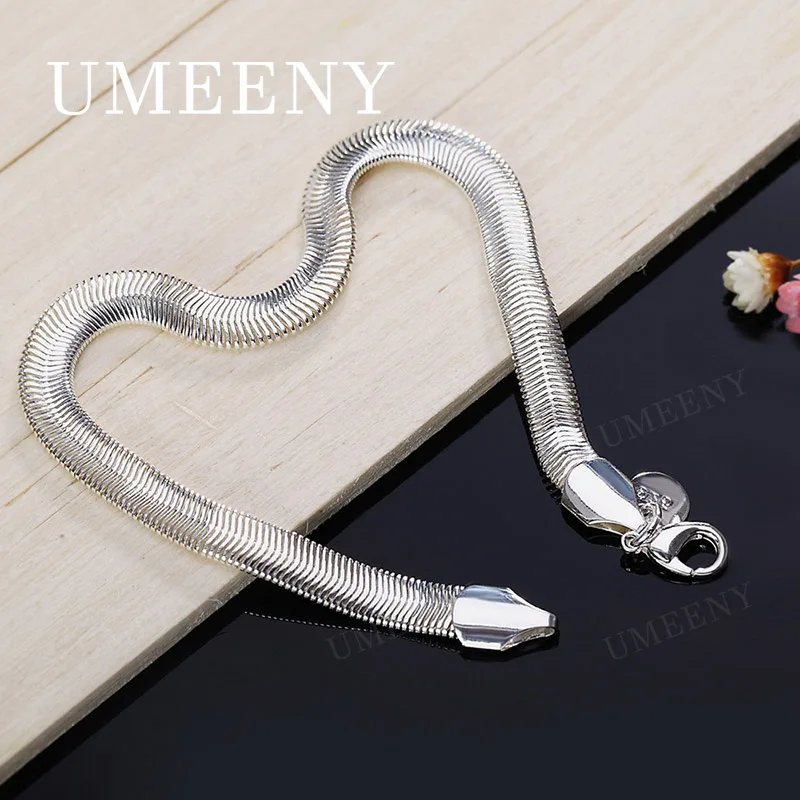 

925 Sterling Silver 8 Inches 6MM Soft Snake Chain Bracelet For Fashion Wedding Party Gift Bracelet Jewelry