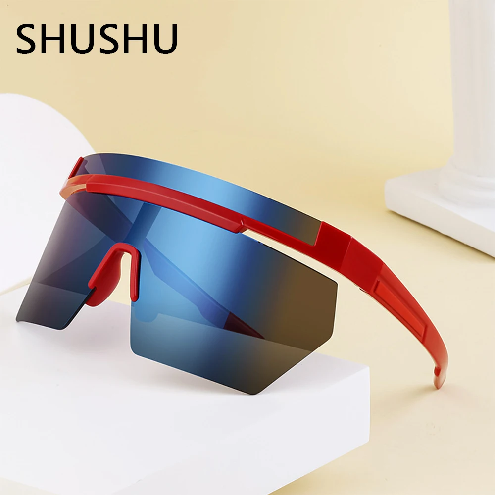 

Oversized Punk Sunglasses Goggle New Women Men Sport Sun Glasses Female Rimless Eyeglasses Brand Designer Eyewear De Sol Oculos