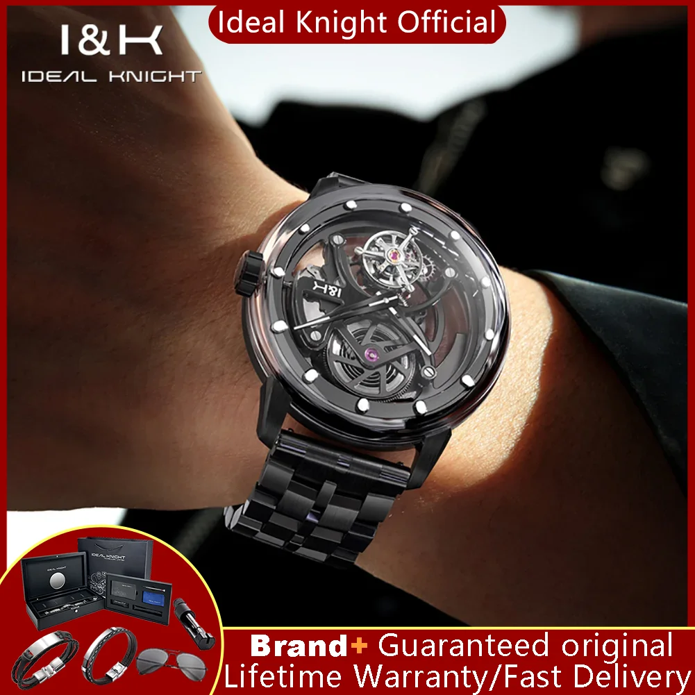 

Мужские часы Ideal Knight 6809, настоящий турбийон, ограниченная серия, полностью прозрачные автоматические механические часы со скелетом для мужчин