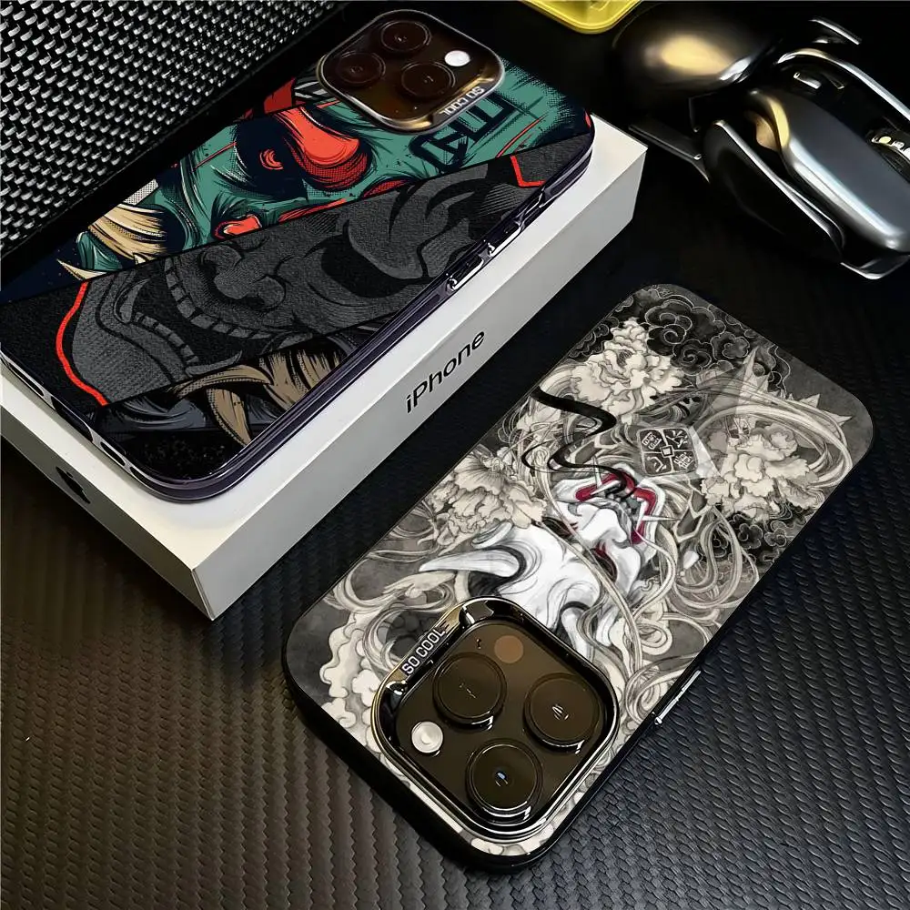 Funda de teléfono japonesa Ghost Face Samurai para iPhone 16 15 14 13 12 11 Pro Max X XR XSMAX 8 7 Plus mate a prueba de golpes cubierta anticaída