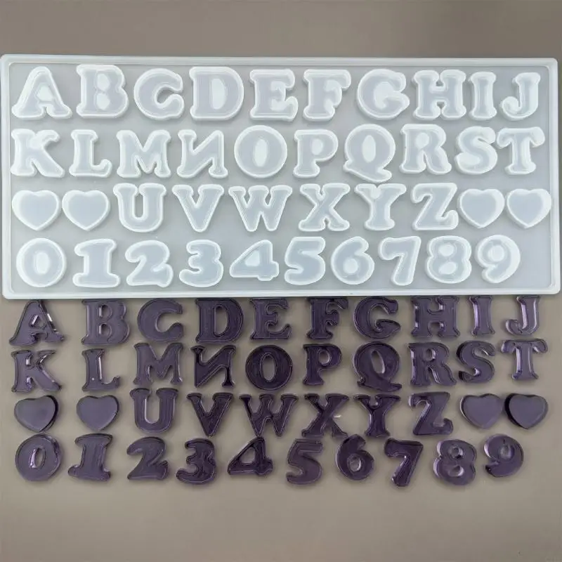 C1FE English Letter Silicone Mold Mini Letter Resin Mold Small Silicone Number Epoxy Casting Mold DIY Keychain