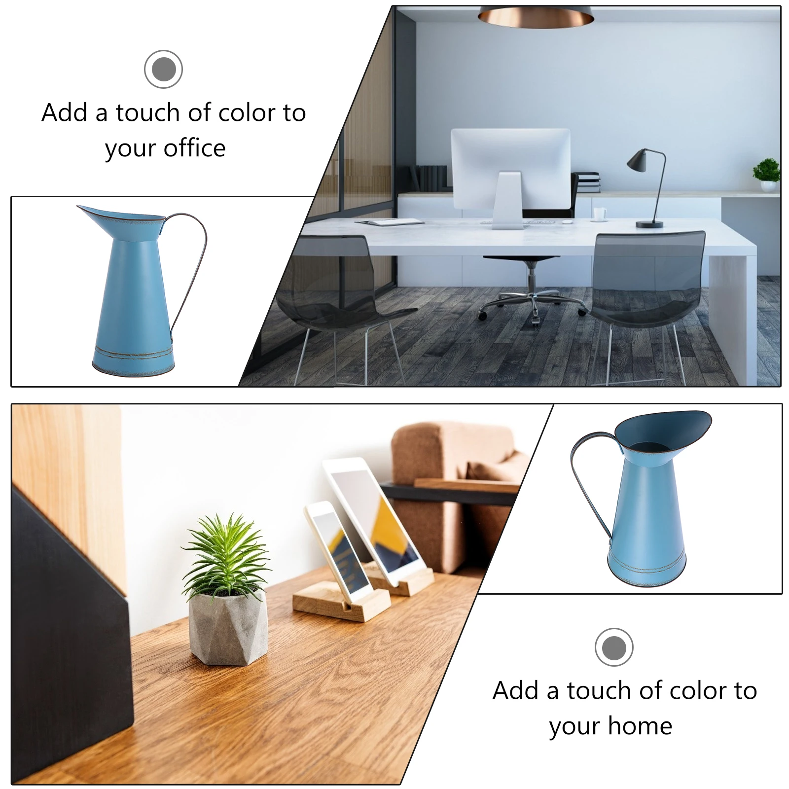 

Stylish Iron Flower Blue Home Flowerpot Creative Plant Pot Vintage Home Decoration Succulent Plant Pot Flower Container Iron
