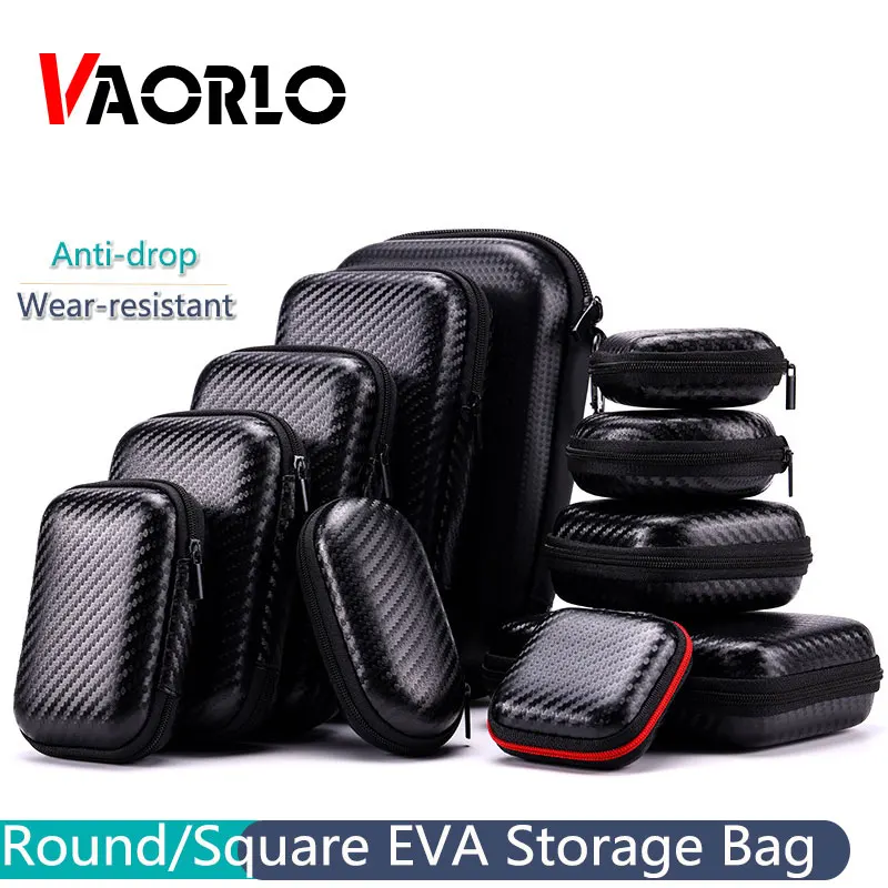 Mini Portable EVA Storage Bag Carbon Fiber Look Pouch Carrying Bag Zipper case For Earphone/Phone/Charging Cable ect Accessories