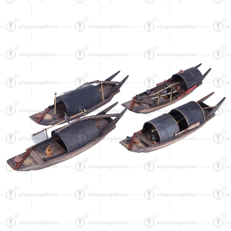 Sailing Boat Model Wooden Boat Fishing Solid Wood Canopy Chinese Style Craft Boat Decoration Living Room