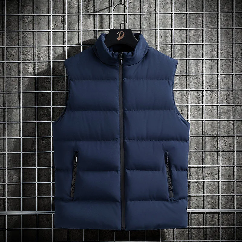 

Autumn Winter New Fashion Men's Sleeveless Stand Collar Solid Color Casual Trendy Simple Basic Zipper Vests Male Clothes Coats