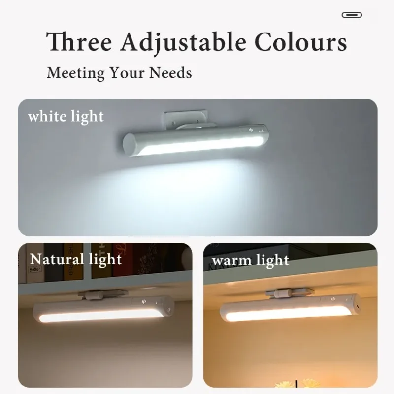 Cabinet Lamp USB LED Desk Lights Bedroom Night Light Rechargeable Office Study Reading Bedside Light 3 Color in One Lamp