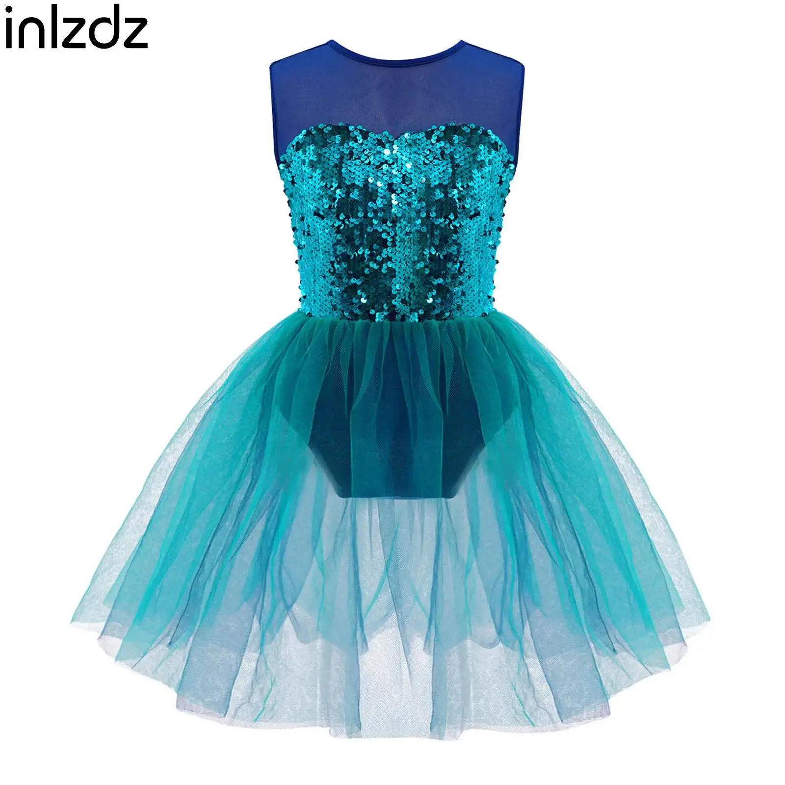 

Kids Girls Shiny Sequins Ballet Tutu Dress Dancewear Glitter Stage Performance Dance Costumes Mermaid Princess Dance Dress