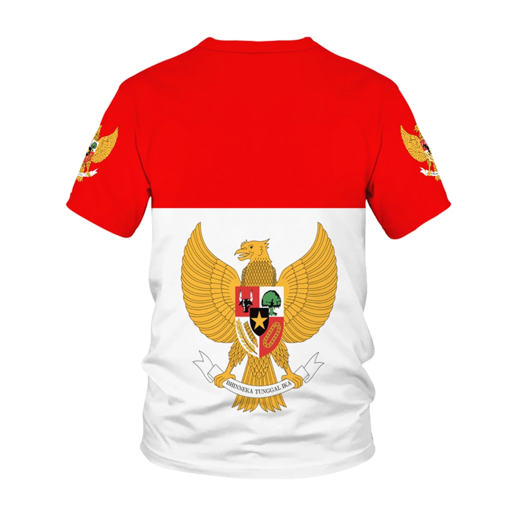 Indonesia National Flag Pattern T-shirt Men's Hot-selling New Summer Women's Short-sleeved T-shirt Top Shirt Children's 3D