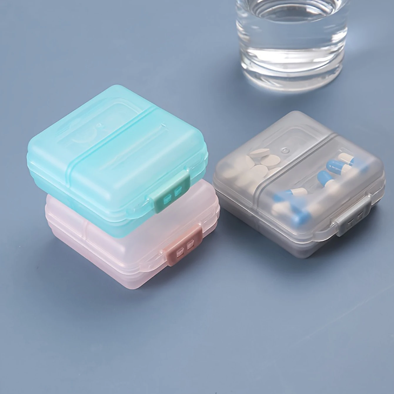 Travel And Business Travel Portable Mini One Week Double-layer 6-compartment Split Pack Medicine Box