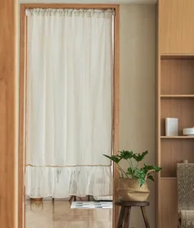Boho Kitchen Curtains, Modern Farmhouse Cotton Linen Curtain Country Ruffle Cafe Semi-Transparent Small Tier Curtain Decor