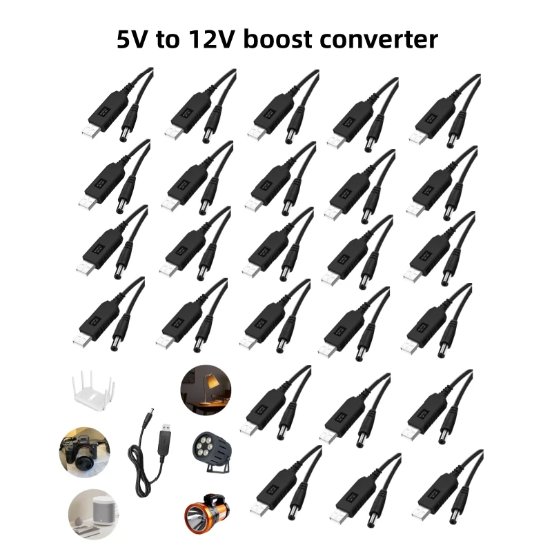 5/3/1pcs USB To DC Power Cable 5V To 12V Boost Converter Adapters USB To DC Jack Charging Cable For Wifi Router Mini Fan Speaker