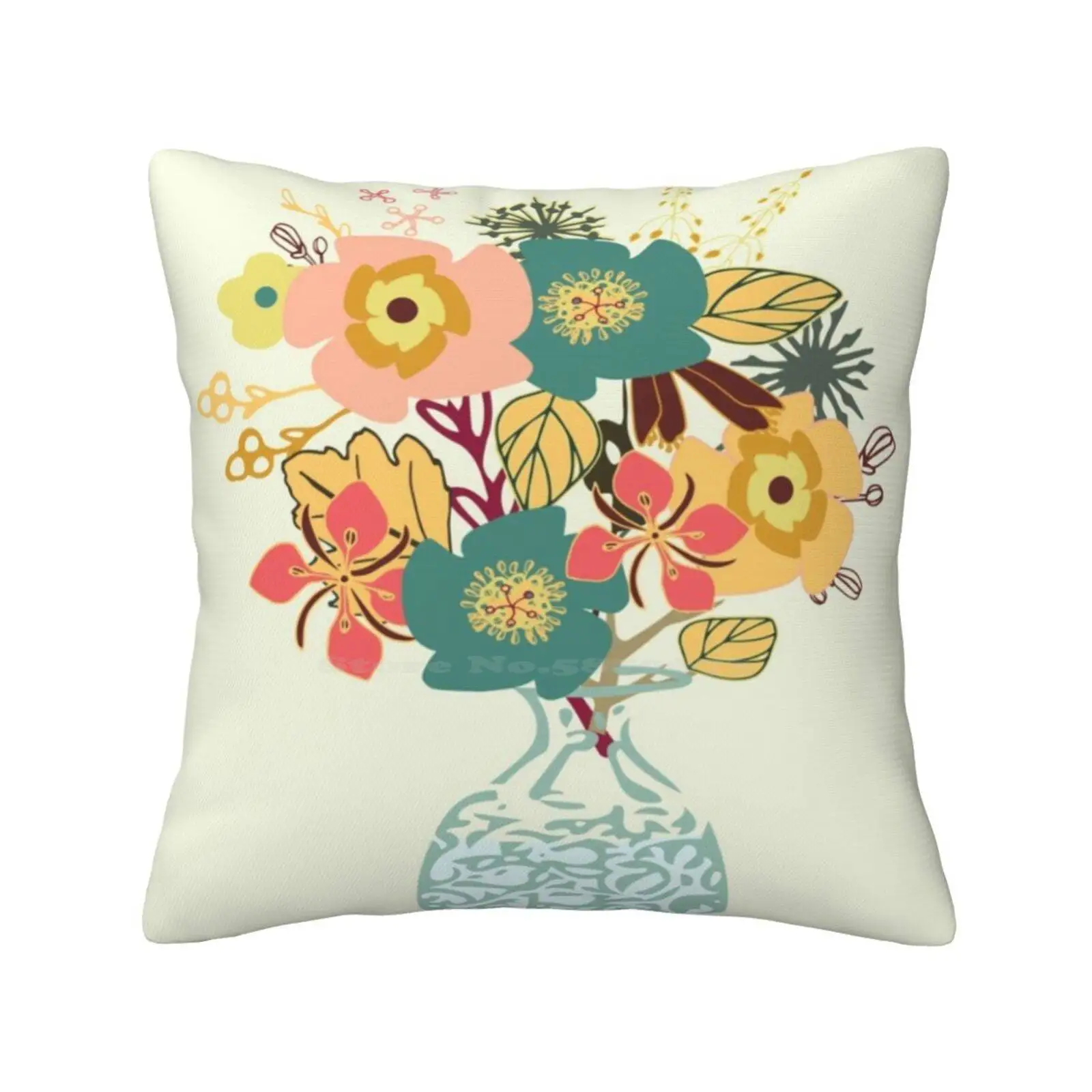 Autumn Blooms Funny Cute Decor Square Pillowcase Blooms Floral Still Life Flowers In Vase Autumn Fall November