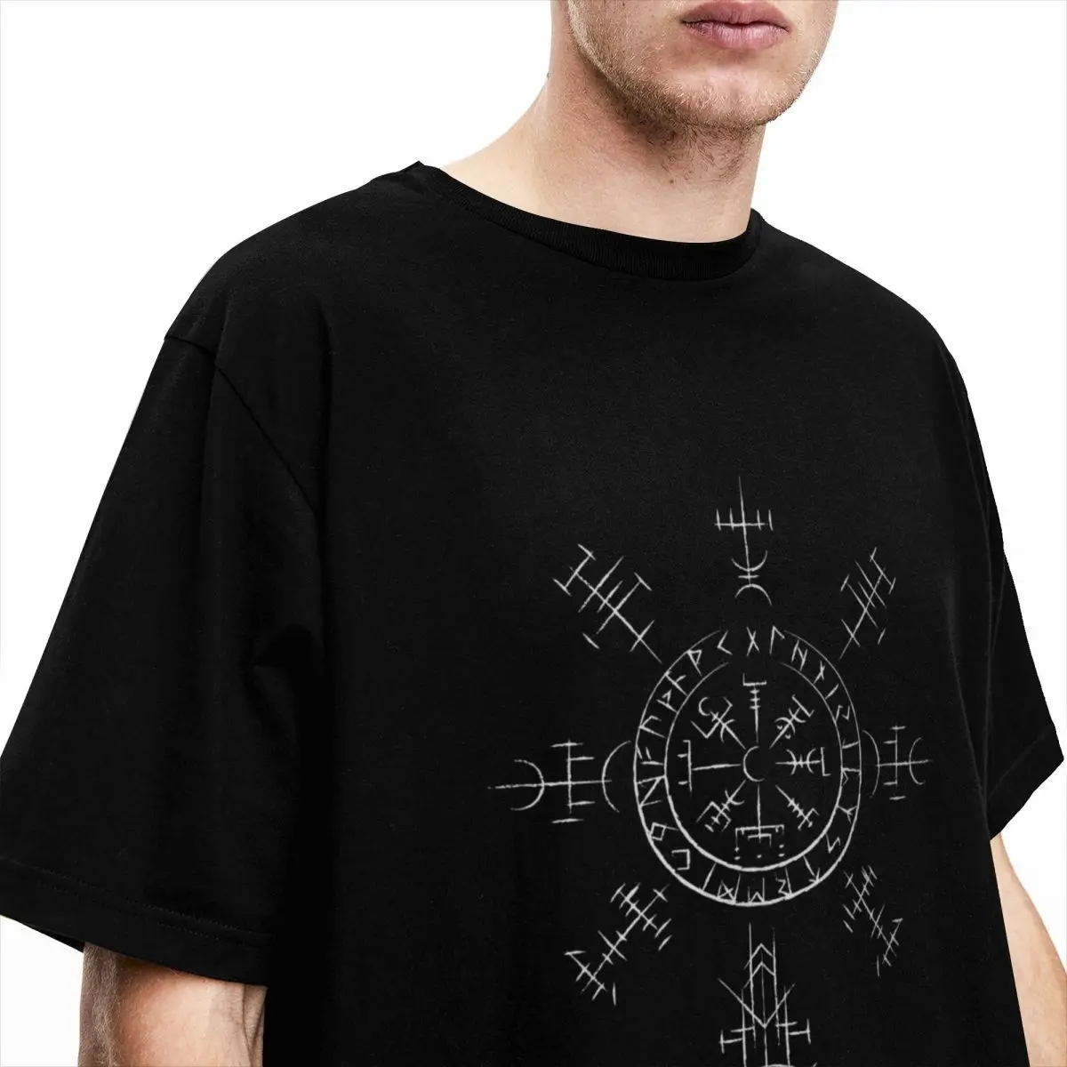 Men\'s T-Shirts Retro Viking Symbol Compass Vegvisir Nordic Rune Celtic Leisure Tees Magic Symbol T Shirts Clothes Gift Idea