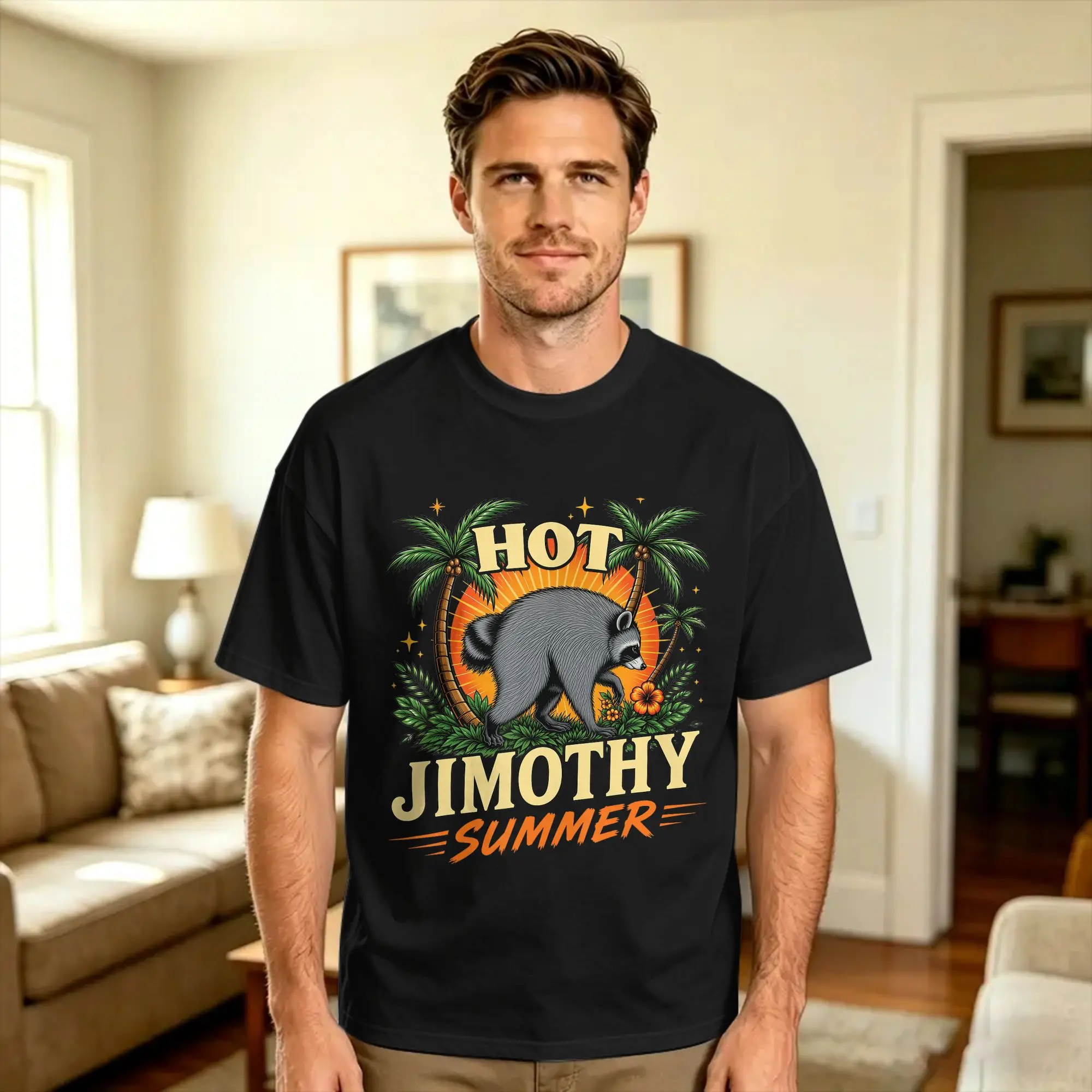 Men's T Shirt Hot Jimothy Timothy Summer Raccoon Team Stay Weird Gag  T-Shirts Harajuku  Summer Tee Shirt Aesthetic Clothing