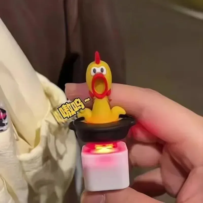 New Screaming Chicken Keychain Sound Light Effect Press Button Stress Relief Fidget Toy Bag Pendant Novelty Birthday Gift**