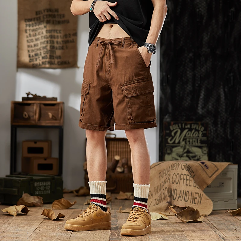 

KSTUN American Vintage Men's Cargo Shorts Loose Fit Urban Streetwear 100% Cotton Shorts Comfortable Breathable Utility Shorts