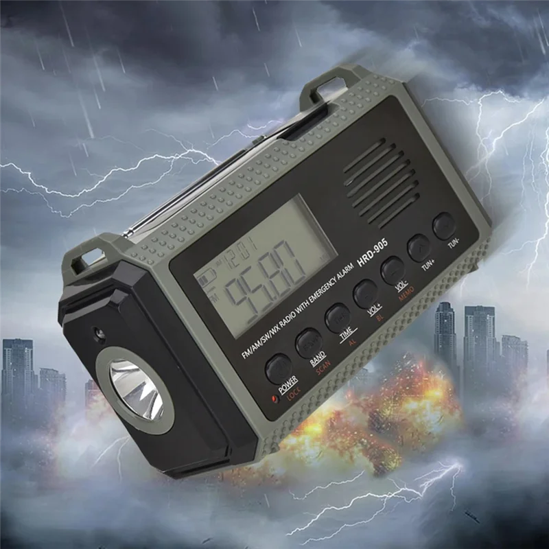

-A95Z Solar Hand Crank AM FM SW NOAA Weather Radio 4 Ways Powered 10000Mah Multifunction Radio Torch SOS Alarm Power Bank