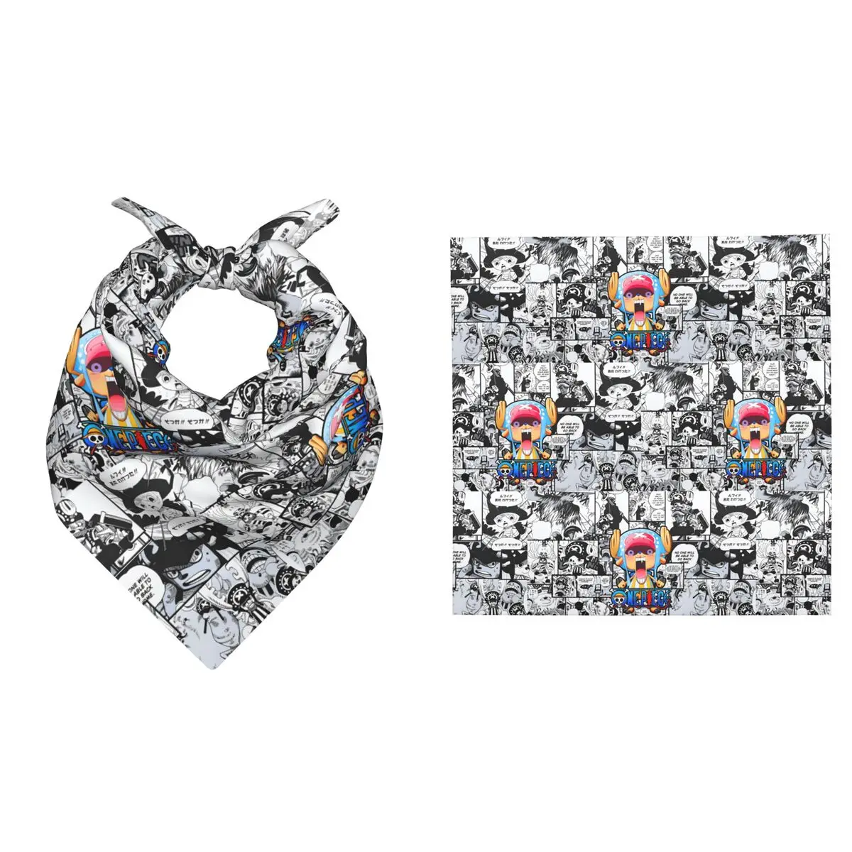 55CM One Piece Tony Chopper Bandana für Feiertagspartys, Modisches Quadratisches Halstuch für Frauen, Cartoon-Hirsch-Abenteuer-Comic-Haarband