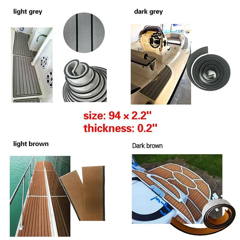 55*2400mm Teak Boat Decking Sheet EVA Foam Flooring Pad Accessories Marine Yacht Caravans Motorcycle Kayak Black Red Strick